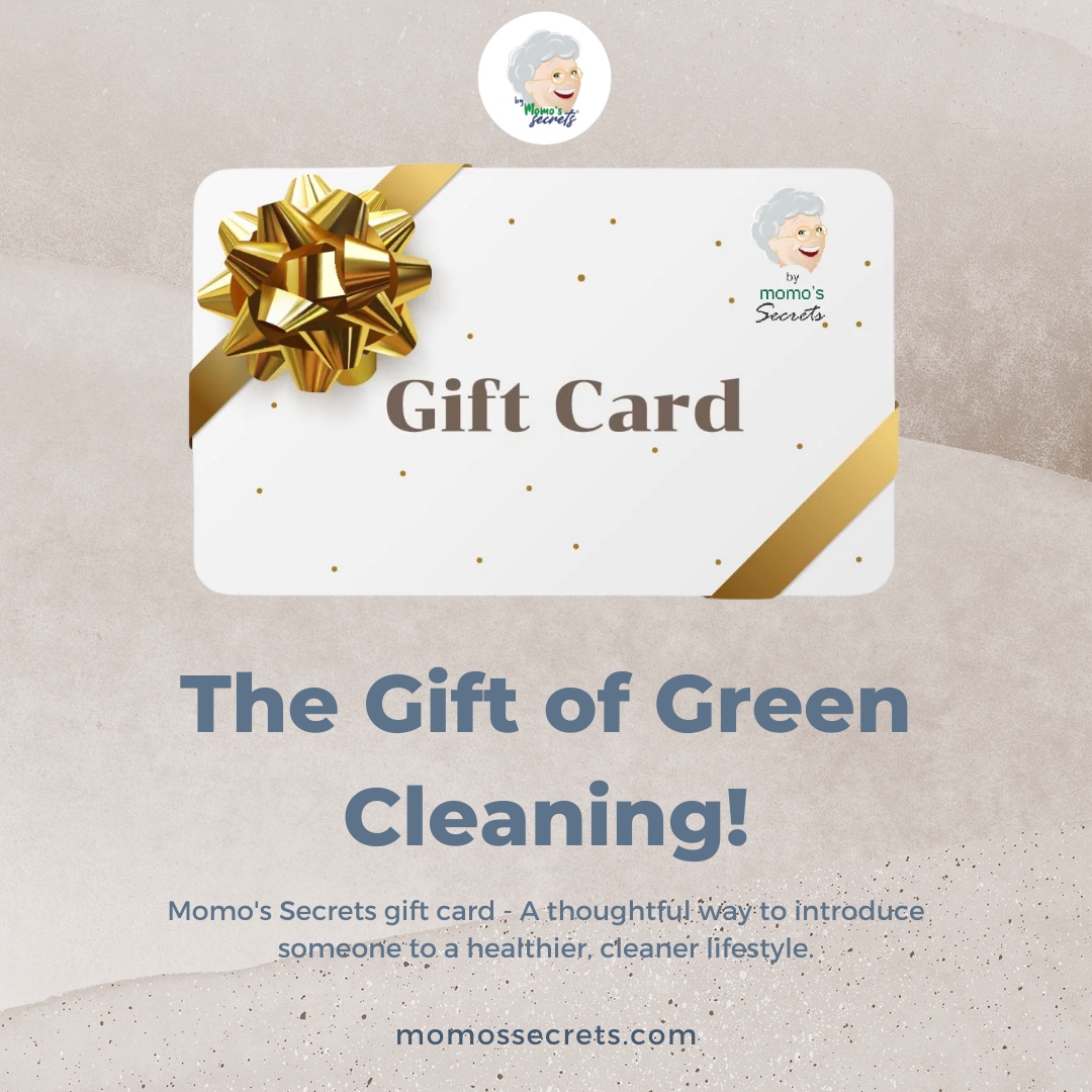 Looking for the perfect gift? 🎁 

Give the gift of a clean, healthy home with a Momo's Secrets gift card. 

It’s more than a gift; it’s an invitation to a cleaner, greener lifestyle.

#GreenGift #SimplyMagic #HealthyHome #GiftIdeas #EcoFriendlyGift #SustainableGift