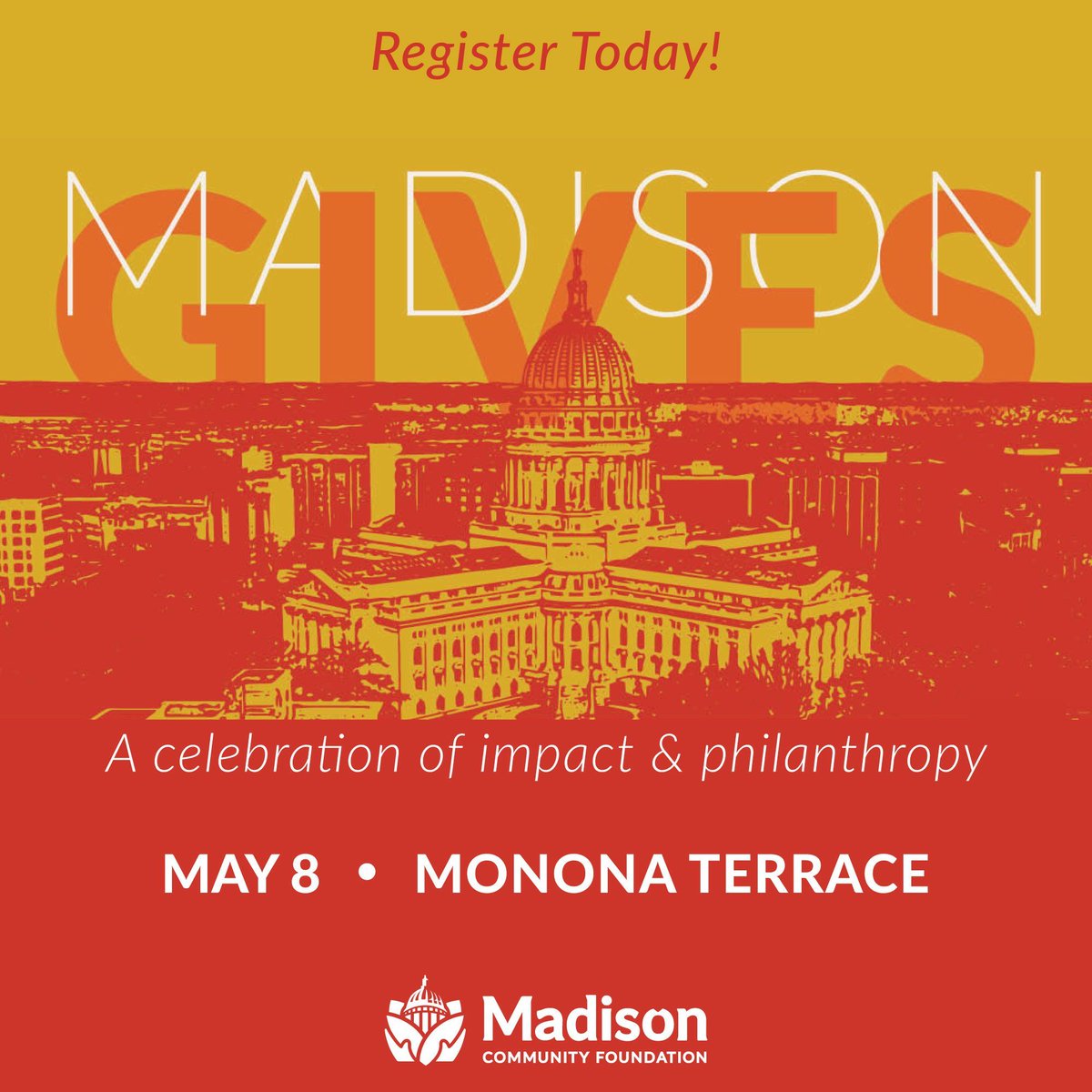 Registration for MCF’s annual Madison Gives event is open now! Join us on May 8th at Monona Terrace as we celebrate another great year of philanthropy and impact in the Madison community. Reserve your spot today on our website: buff.ly/3x3GwDI