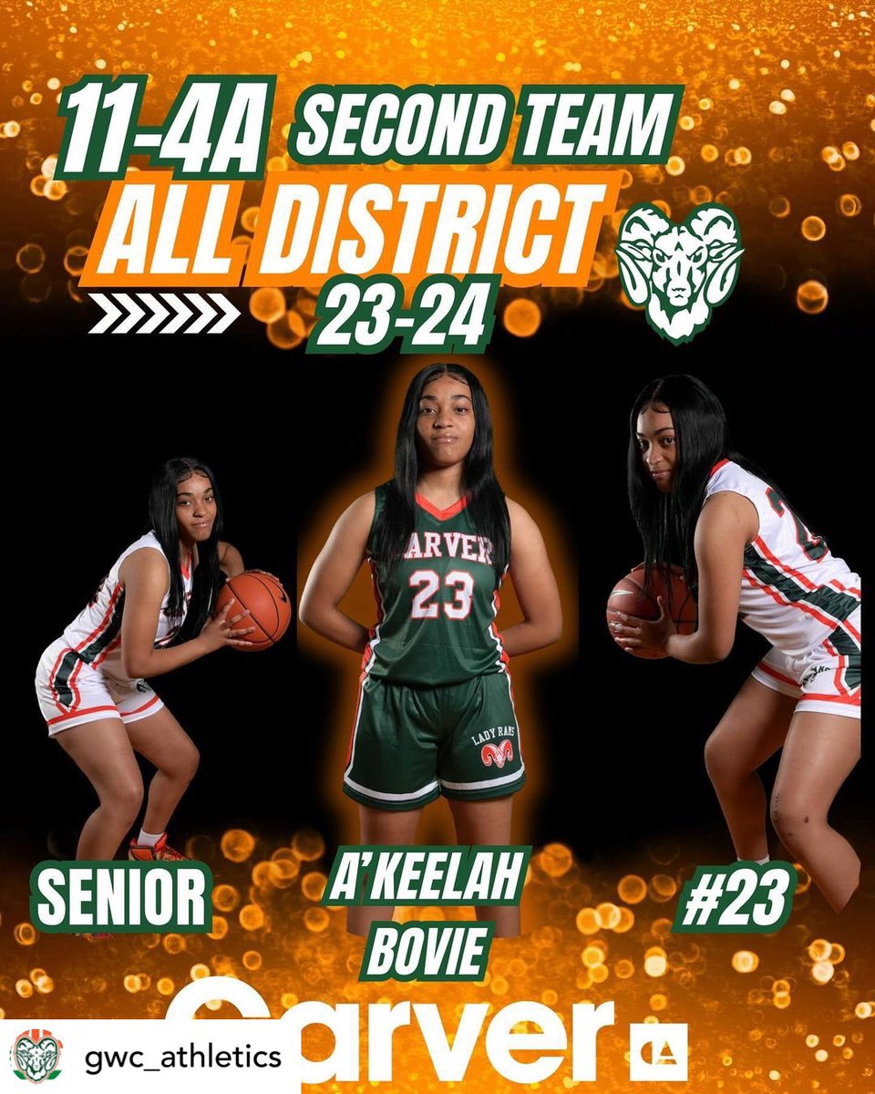 NOLAPSchools's tweet image. We’re sending a #FridayShoutout🗣️to these Lady Rams🐏 from G. W. Carver High School  for their earning spots on the 2023-2024 Class 11-4A All District Team! 

Let’s celebrate Bre’ionne Irvin and A’keelah Bovie for this amazing accomplishment. Way to go! 🏀🎉 #RamsPride