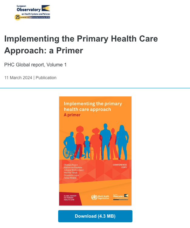 📚 Chapter 5 of the @WHO Primary Health Care Primer explains the value and enablers of integrating primary care and public health. Authors: Upstream Lab founder @AndrewDPinto and PhD student @qjanezhao, w/ @arnoldjurgutis, Vesna Petrič and @martinmckee ➡️ eurohealthobservatory.who.int/publications/i…