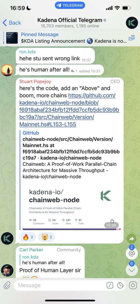 RaiSM129's tweet image. How does $kda #chainweb scale? 

It’s just a line of code my friend. 🤷🏽‍♂️

It’s proven. 

No need for trial/error.

No need for Testnet like $kaspa Testnet11 which is still on testNet.

#kadena just scales, on demand.🤫

github.com/kadena-io/chai…