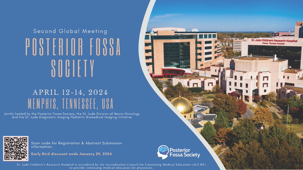 The 2024 Global @posteriorfossa Society meeting will be hosted on April 12-14 at @StJudeResearch. Join us as we cover various topics to improve outcomes for #posteriorfossasyndrome patients including scoring, imaging, surgery & rehabilitation. Register: tinyurl.com/37r2mkmf