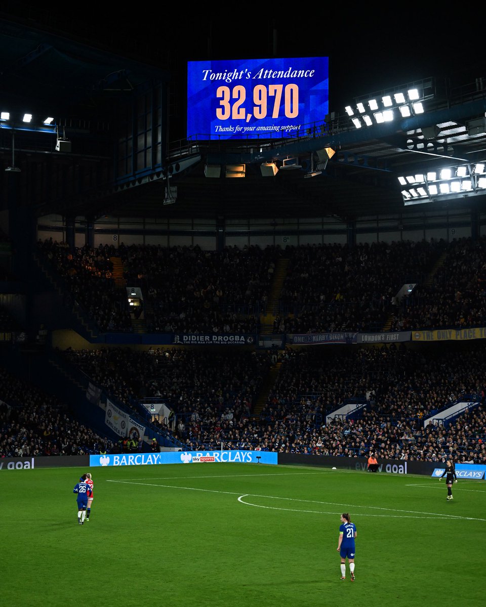 A new record attendance for Chelsea Women. 👏 Thank you, Blues. 💙