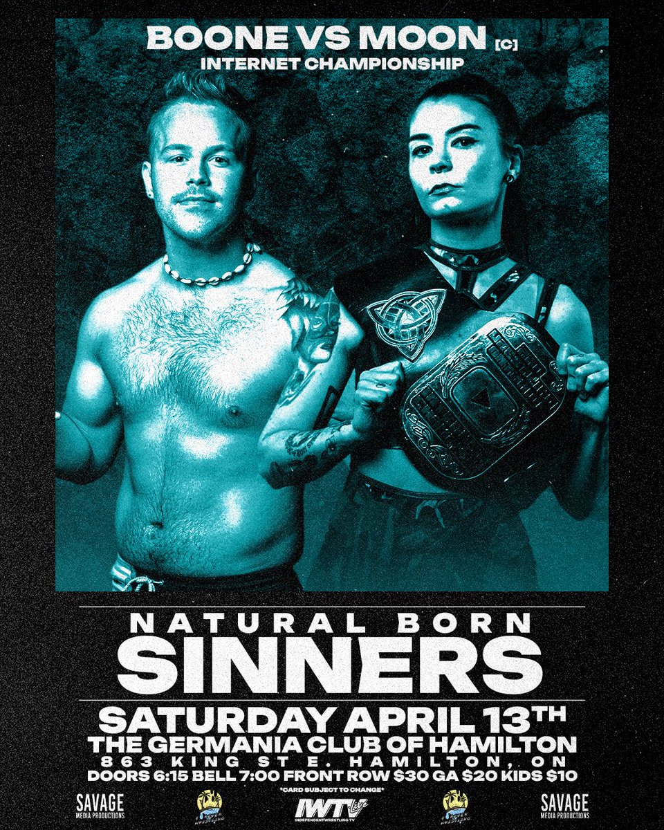 🌐#MATCHANNOUNCEMENT🌐

@TheKyleBoone challenges @krystalmoon_pw for the #ProWrestlingOntario #InternetChampionship on April 13th at #NaturalBornSinners presented by Forever Wrestling

Only 7 Front Row Tickets Remain!
Secure Yours While You Still Can!

🎟️
naturalbornsinners.eventbrite.com