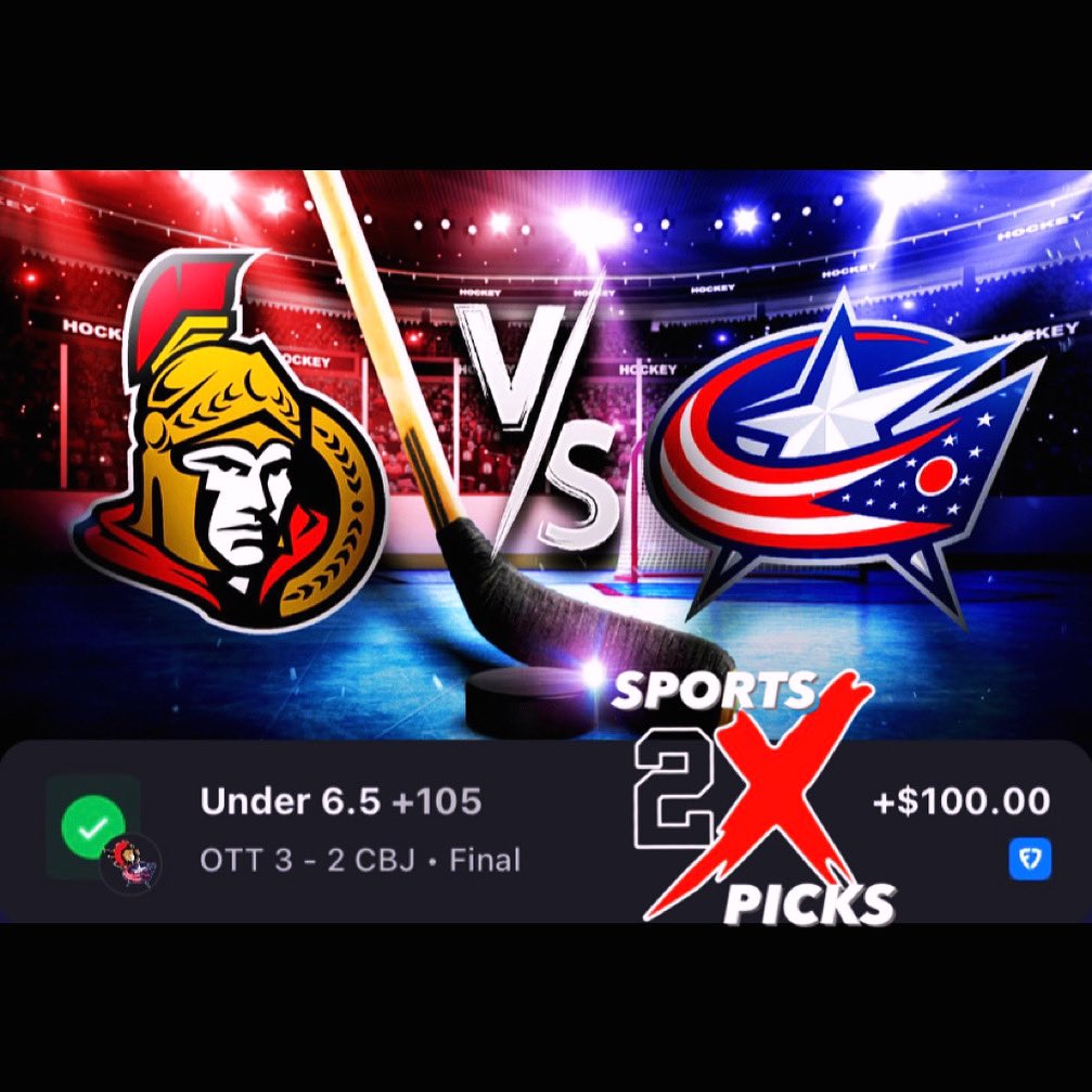 🚨NHL PICKS OF THE DAY🏆

🏒OTT VS CBJ u6.5 ✅+105🔋

#nhl #GambingTwitter #Ottawasenators #coloradobluejackets