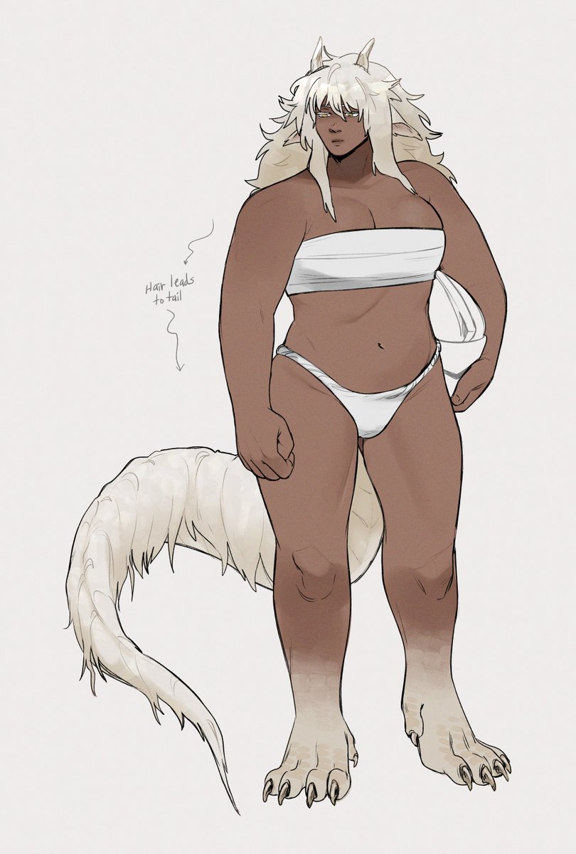 Katharpy's tweet image. was pretty happy w the ideas i threw around for them in my head. big softie dragonborn guard to a princess turned vengance paladin to save their princess :) 
couldnt think of what their normal clothes would be i just wanted to draw big lady lol