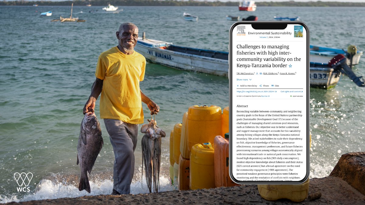 New #fisheries science from WCS and partners, out now in @ELSenviron Managing shared resources like fisheries can be a challenge – especially in coastal seas near shared borders. Learn how communities on the Kenya-Tanzania border approach management: sciencedirect.com/science/articl…