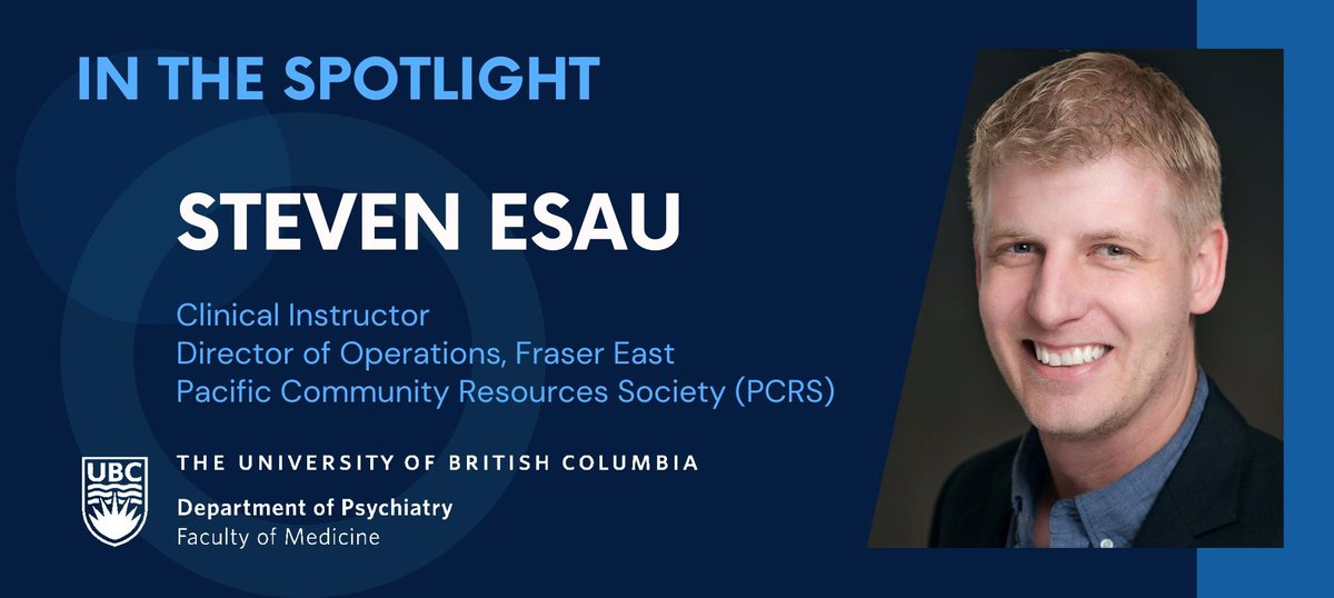 Our March Spotlight is on Dr. Steven Esau, a @UBC_Psychiatry Clinical Instructor & Director of Operations, Fraser East for Pacific Community Resources Society. He is currently working with CHÉOS on a Fraser East Overdose Response Research Study. Read more: bit.ly/3TE6JBV