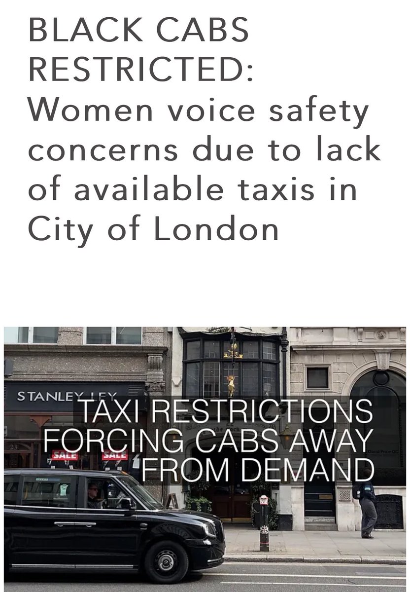 JMDT999's tweet photo. This week, many of the 25 Wards across @thecityofldn will be holding Wardmotes - meetings to which voters are invited (for meeting details follow thread) 🧵⬇️

A number of Wards are looking to pass a motion to ask the @cityoflondon to lift restrictions on Black Cabs at Bank 24/7/365

Walbrook Ward will be looking to pass the following:

THIS WARDMOTE NOTES THAT:-

Since the introduction of restrictions on Black Cabs across Bank Junction:

- 87% of cab drivers have changed their working patterns in relation to the Bank area since restrictions came in with 35% avoiding the City of London completely

- 63% actively avoid working in the Bank area with 49% responding that they avoided the area at all times, regardless of the timings of restrictions

- 44% of jobs booked on the booking app Gett, were unfulfilled in the Bank area compared to just 18% in Covent Garden

- 3 out of 4 requests by mobility app Freenow could not be fulfilled in the Bank area

AND THEREFORE RESOLVES:

That the Corporation of London be asked to urgently expedite the review of these restrictions and that Black Cab access be restored to the Bank Junction 24/7 and 365 days per year.