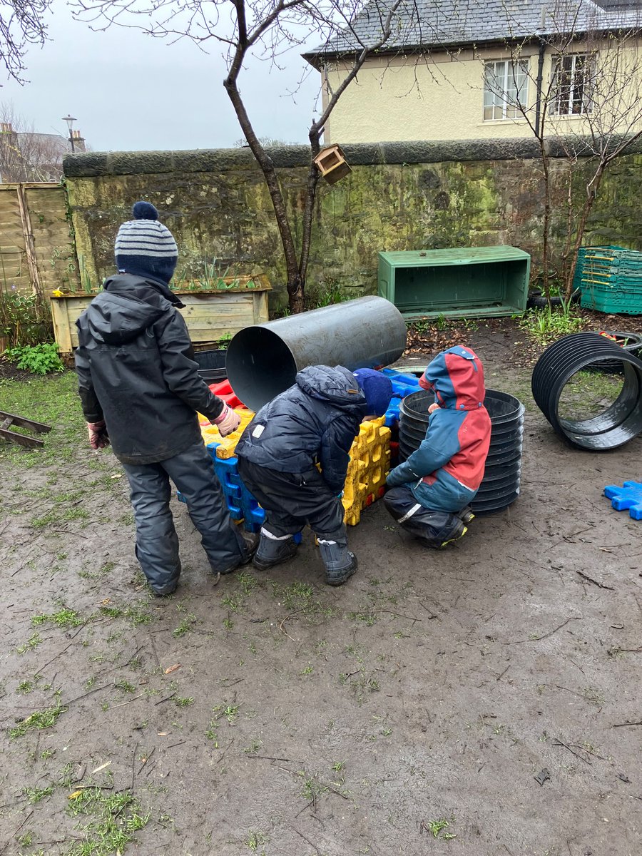 Weather! What weather? PS this used to be our grassy area! 2 children repeatedly played What’s the Time Mr Wolf?+ the other group problem-solved most of the morning! Both sets of play encompassed much mathematical discovery. @froebeledin @playinpoppies @LynnMcNair @RhianFerguson