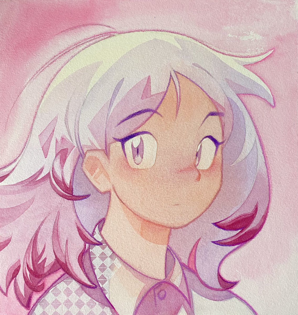 「watercolor painting of my oc  embellishm」|pear 🥒｜#ALIENSWEEPのイラスト