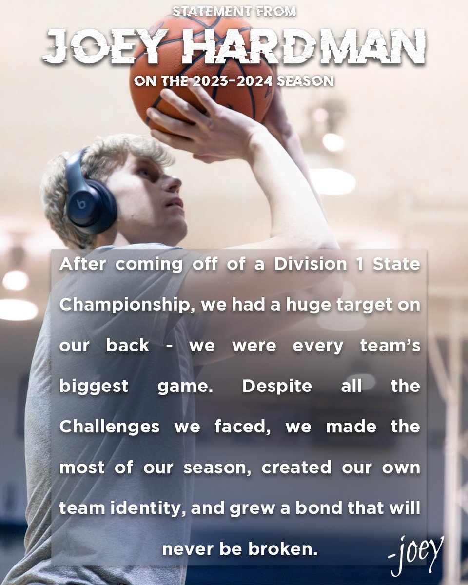 Statement from senior Joey Hardman on the 2023-2024 season.