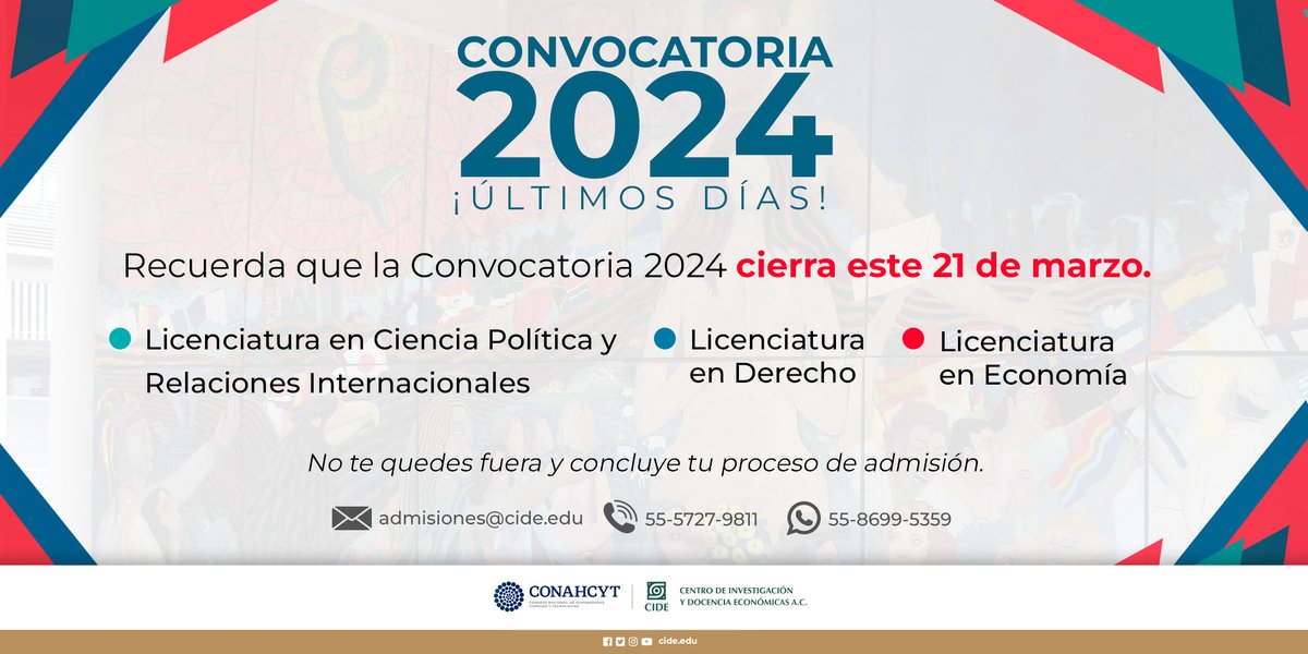 CIDE_MX's tweet photo. 🎬 Conoce más de la Licenciatura en Ciencia Política y Relaciones Internacionales a través de las palabras de su coordinadora, la Mtra. Hypatia Becerra.
📢 Recuerda que nuestra convocatoria #CIDE2024 cierra el 21 de marzo.
ℹ️ https://t.co/aGM7buaf59
📺 https://t.co/Ayw9GebfGF https://t.co/6wLuuqP5aG