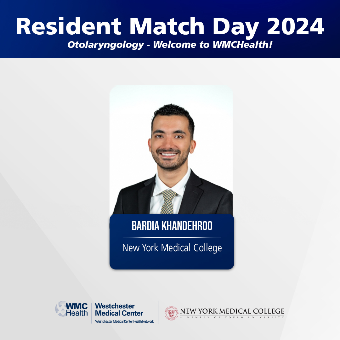 It's Match Day, the day when medical students find out where they will be headed for residency training. Join us in welcoming our newest resident to Westchester Medical Center's Otolaryngology Residency! #Match2024 @TheNRMP