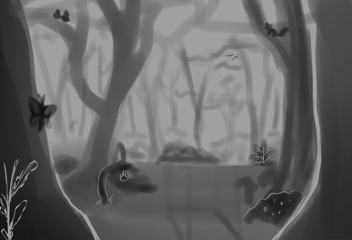 OEXkaru's tweet photo. Trying to get back to drawing BGs!
Haven’t done a non-snowy one so far since I’m kinda intimidated by the amount of plants and stuff but I’ve decided to try it out anyway I feel like

I didn’t really do much for 2.5 hours into this ;-;
#Oscar #Paradactyl #Katari #Tigeress #sketch https://t.co/Ibr3Tbcywg