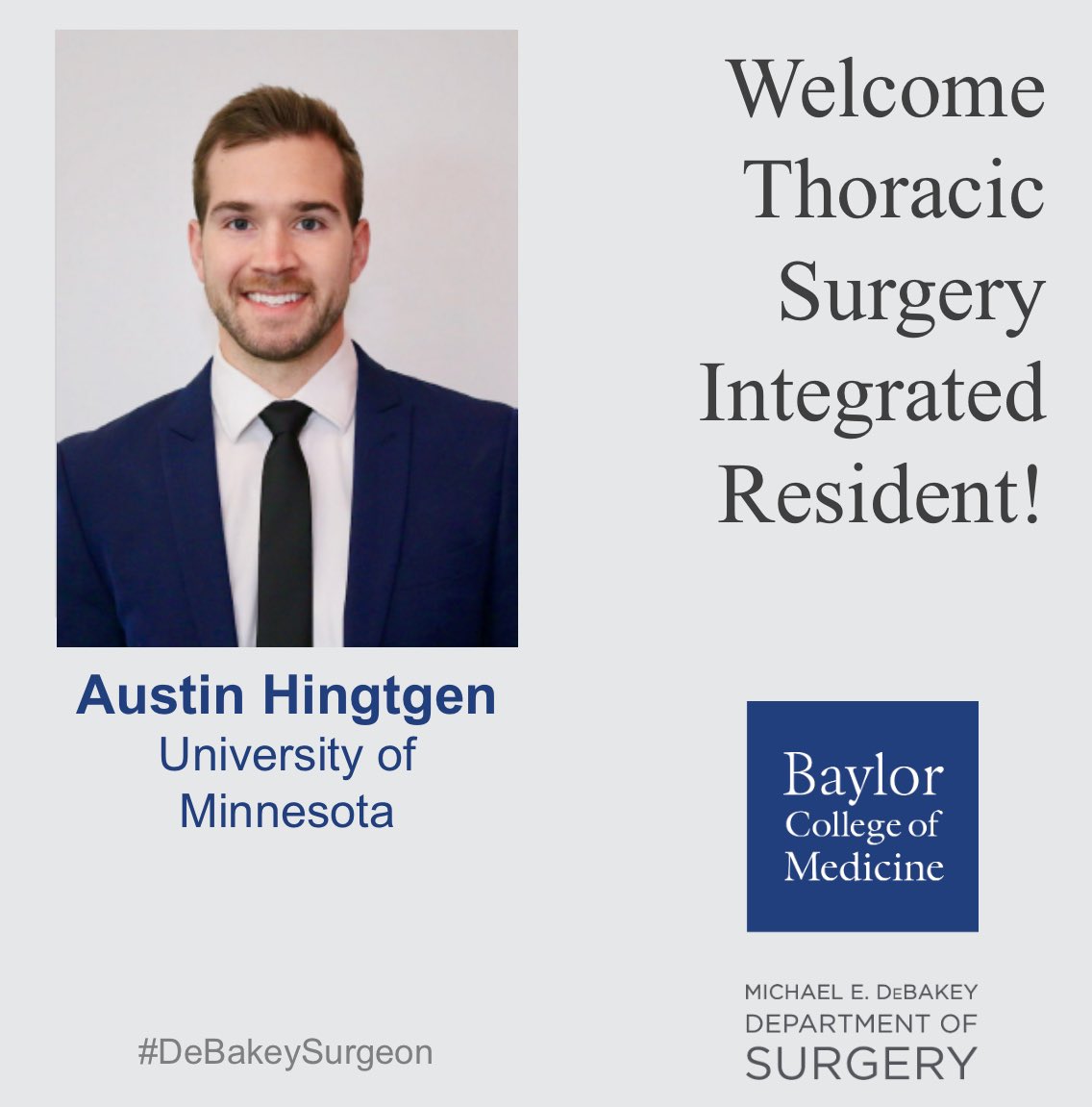 Congratulations to the newest member of our I6 team! @AustinHingtgen we are so excited to welcome you to Houston and Baylor! @DrRaviGhanta @MarcMoonMD @JCoselli_MD @DrRosengart @NayaMohanMD @GregoryBoyajian @MonikaHalasMD @ryannowrouzi