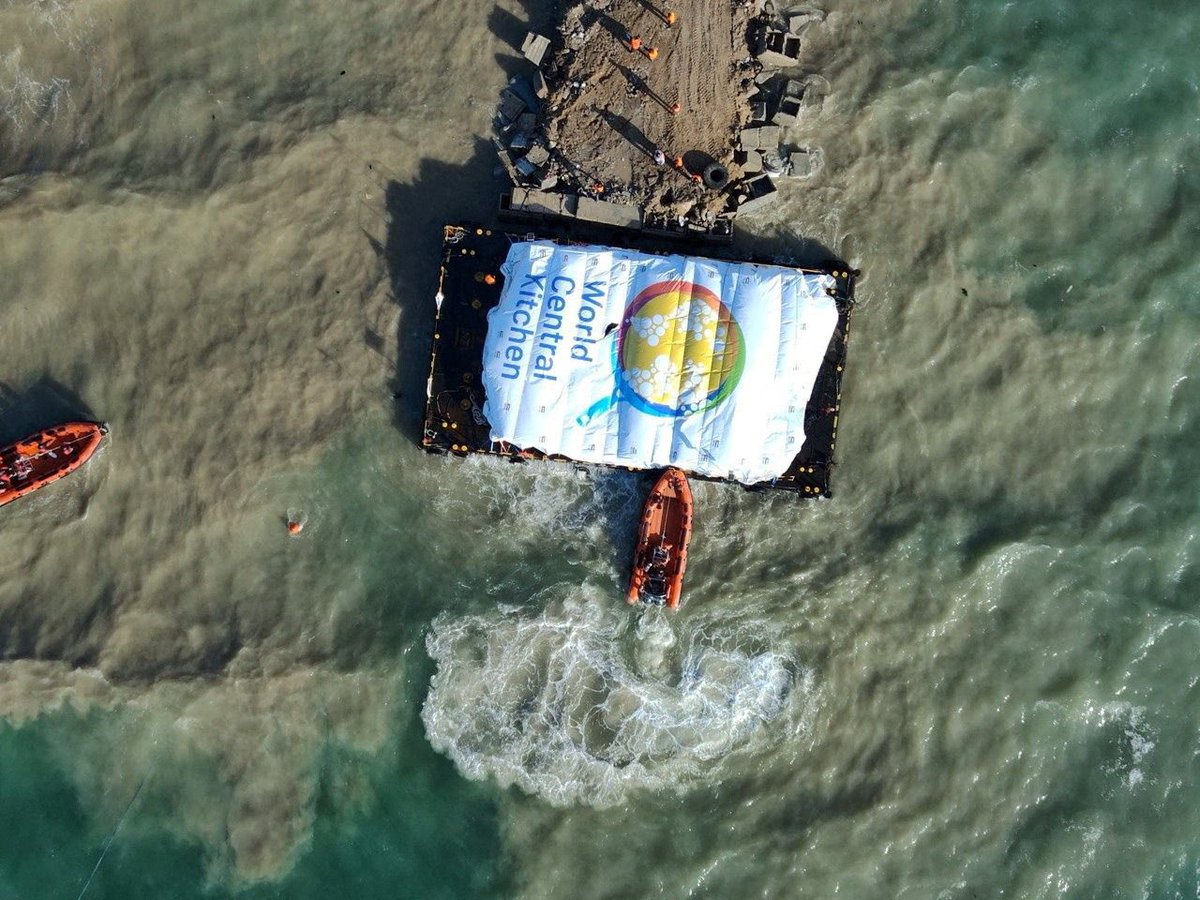chefjoseandres's tweet image. We did it! Teams of @WCKitchen and @openarms_fund working hard to offload all 200 tons…12 trucks! This was a test! To learn…we could bring thousands of tons a week..with what we learn we will get better…working with the local communities of Palestinians “Operation Safeena” is…