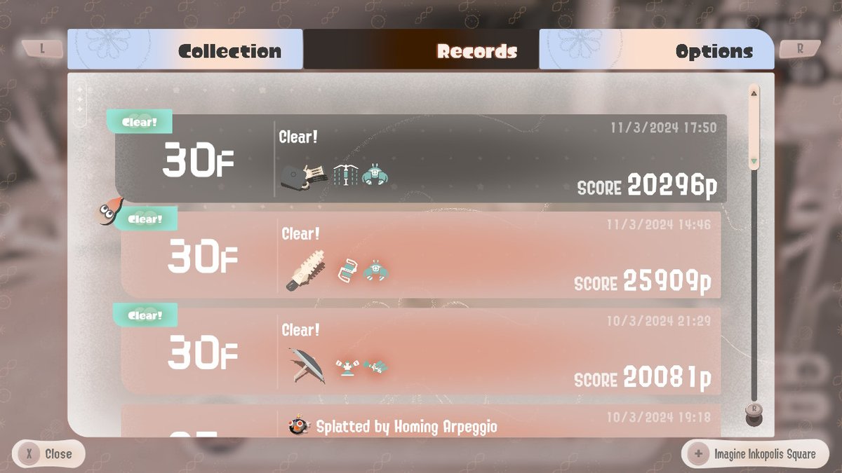 ItIs_Karma's tweet photo. Out of all the weapons in the game these had to be the ones I complete first try in a row, kinda impressed of myself! #Splatoon3 #NintendoSwitch https://t.co/nWyPW7UxEW
