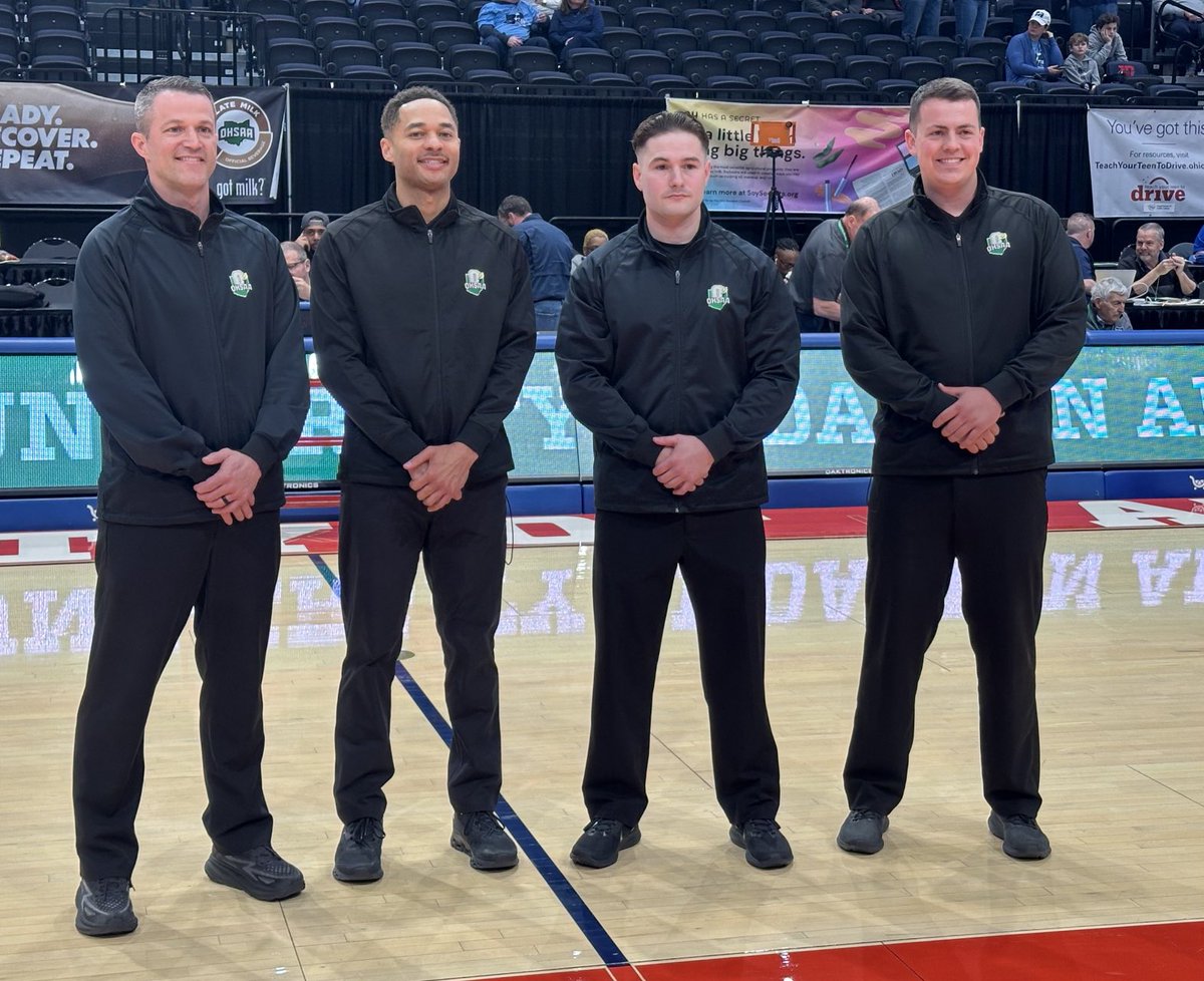 SEDABSports's tweet photo. Congrats to our SE GBK basketball crew—Isaiah Haynie, Ashraf Greene, Chase Hiles, and Truman Hash (alternate)—on their OHSAA Final Four assignment. https://t.co/2sNKtBPvsl