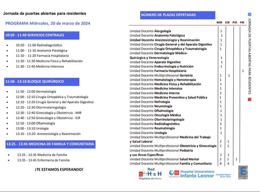 ¡Os esperamos en la jornada de puertas abiertas del Hospital Infanta Leonor! #HUIL