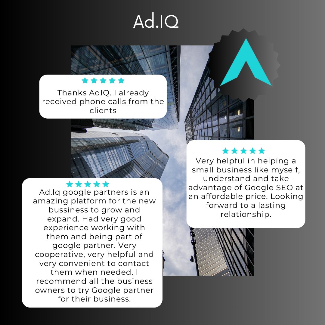 AdIQDigital's tweet photo. Our clients' voices speak volumes! Start your journey Today!

#clientreviews #adiq #socialmediamarketing #digitalmarketing #website https://t.co/rTRmOnSu44