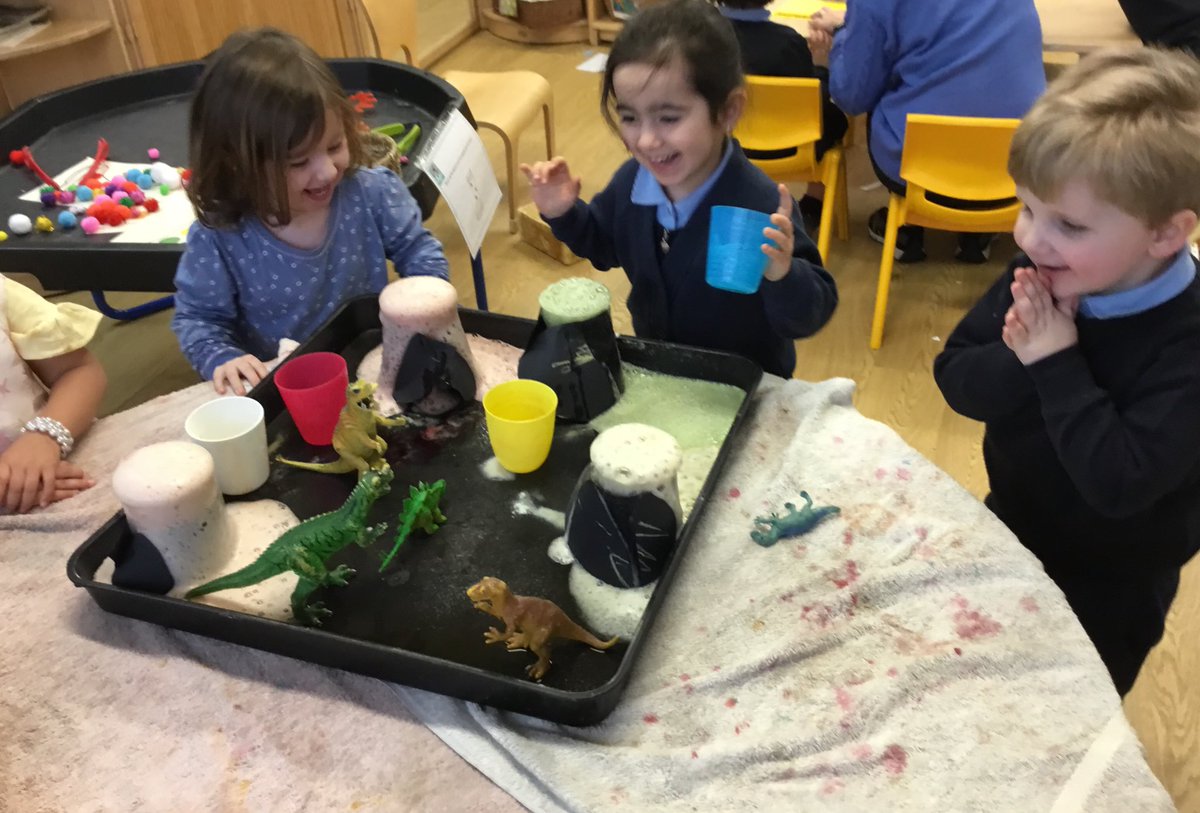 ListerinfN's tweet photo. Nursery took a step back in time and made the volcanoes erupt in their Dinosaur  World. https://t.co/tZFWRZTbyj