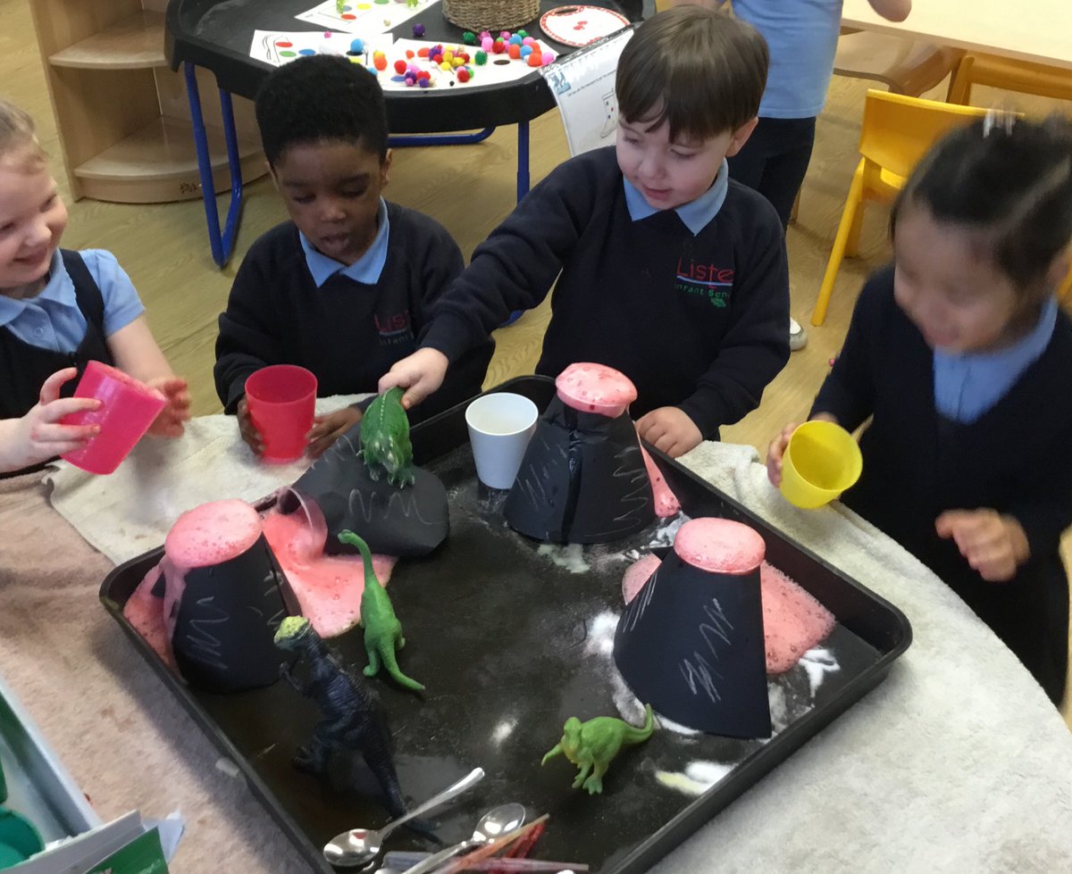 ListerinfN's tweet photo. Nursery took a step back in time and made the volcanoes erupt in their Dinosaur  World. https://t.co/tZFWRZTbyj