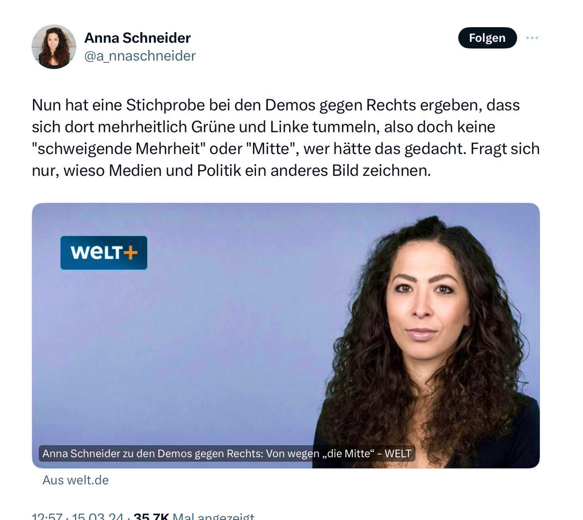 Potzblitz. Die Investigativ-Beauftragte der freiheitshassenden Vordenkerelite der AfD Begleitpresse hat herausgefunden, dass sich kaum Nazis, AfD-Fans und Rechtsradikale auf den Demos gegen Rechts einfinden. Über diesen journalistischen Geniestreich wird hier wieder geschwiegen!