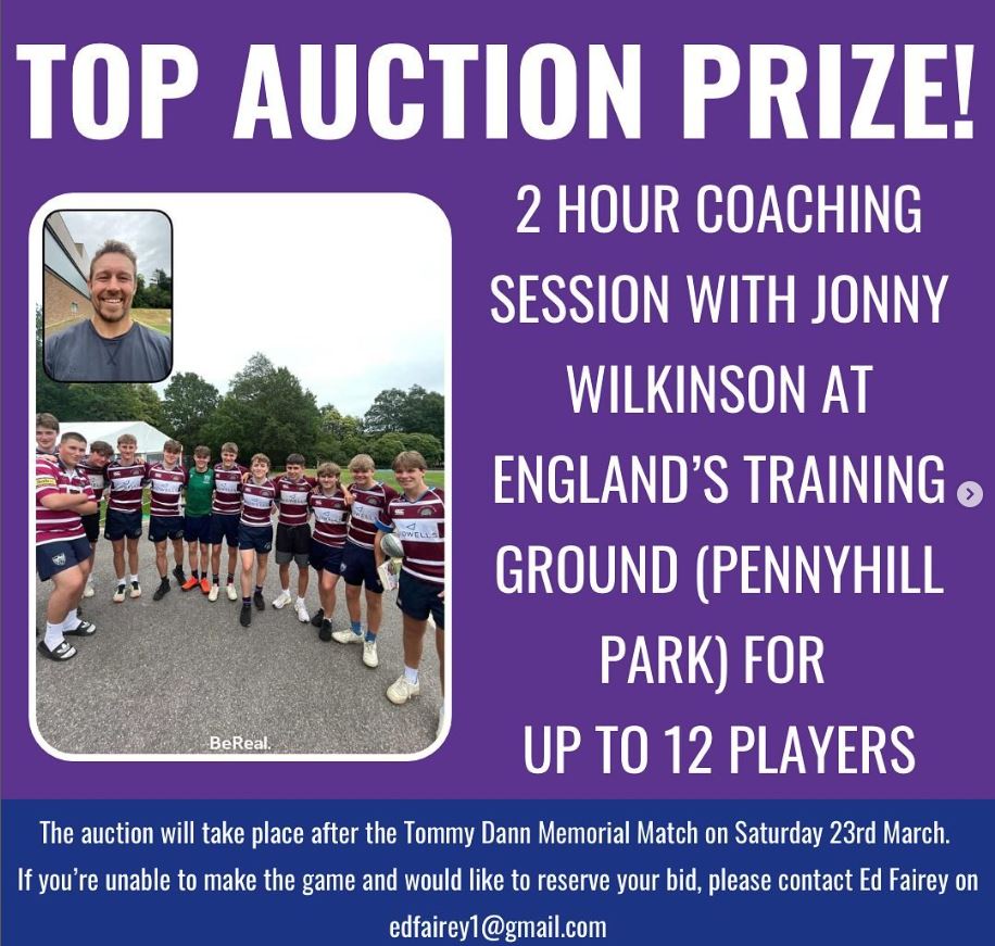 Wow! Such an amazing prize up for grabs in the Tommy Dann Memorial Match auction! For more details & tickets, visit tinyurl.com/8jf62633 @OldPerseans @OldLeysian @PerseSport @LeysSport @PerseRugby @ThePerseSchool @LeysCambridge @CURUFC @EnglandRugby #JonnyWilkinson #Rugby