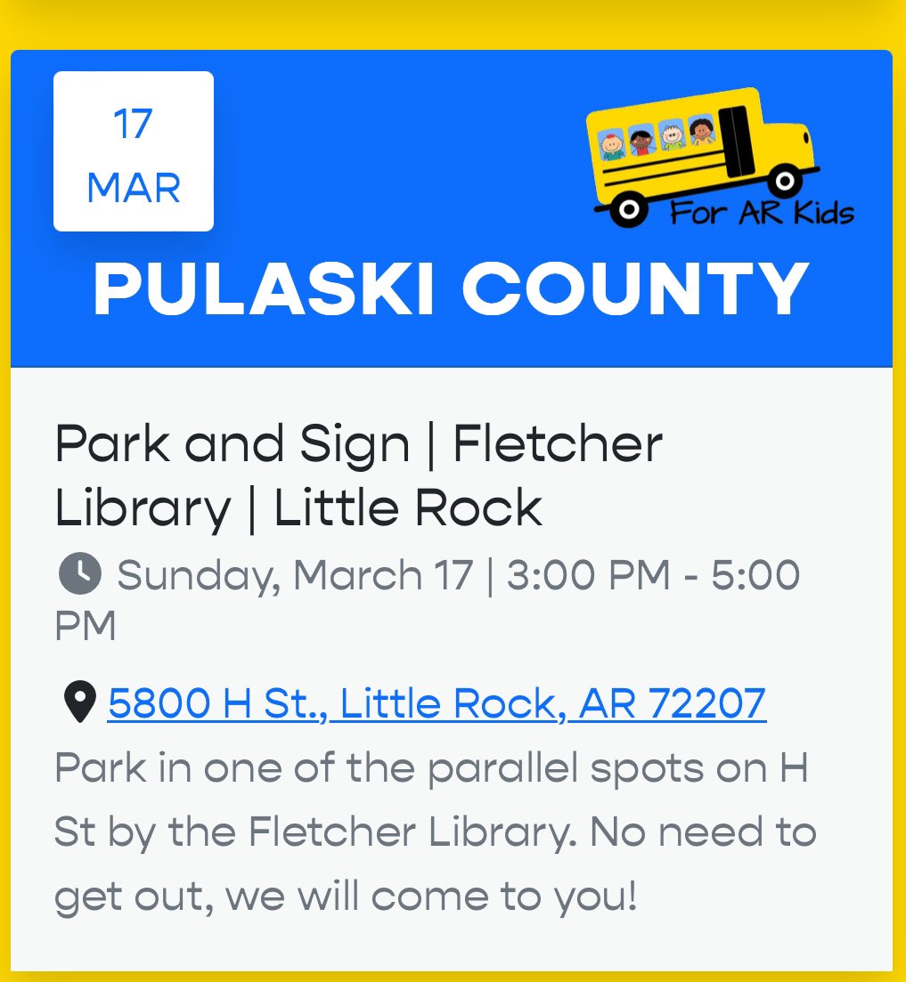 I really want registered voters to show up & sign this weekend in Little Rock! Let’s fix the problems w/ the Learns Act. There will be more opportunities if you miss these! Thank you for supporting your AR public schools!! #signthepetition #PublicSchoolProud