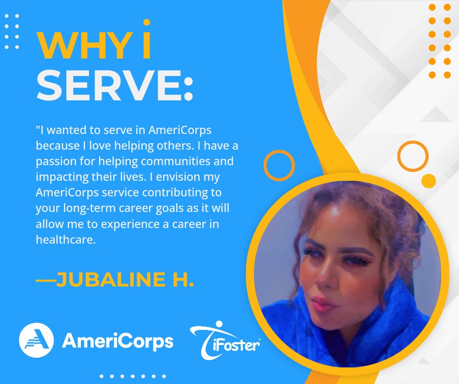 IFoster is proud to showcase another outstanding TAY PHA member for #AmeriCorpsWeek! Read more about why Jubaline Herrera chose to serve here: bit.ly/4aexu5n #iAmiFoster #service