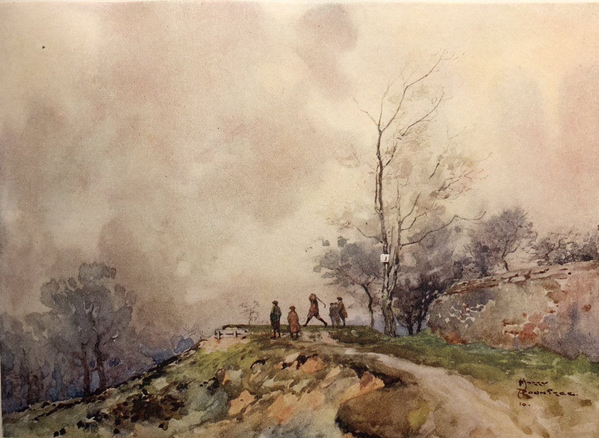 A stunning example of Rountree's watercolours: Mr Woolley driving from the 'Pulpit' tee at Sandwell Park. #golfart #darwin #golfhistory