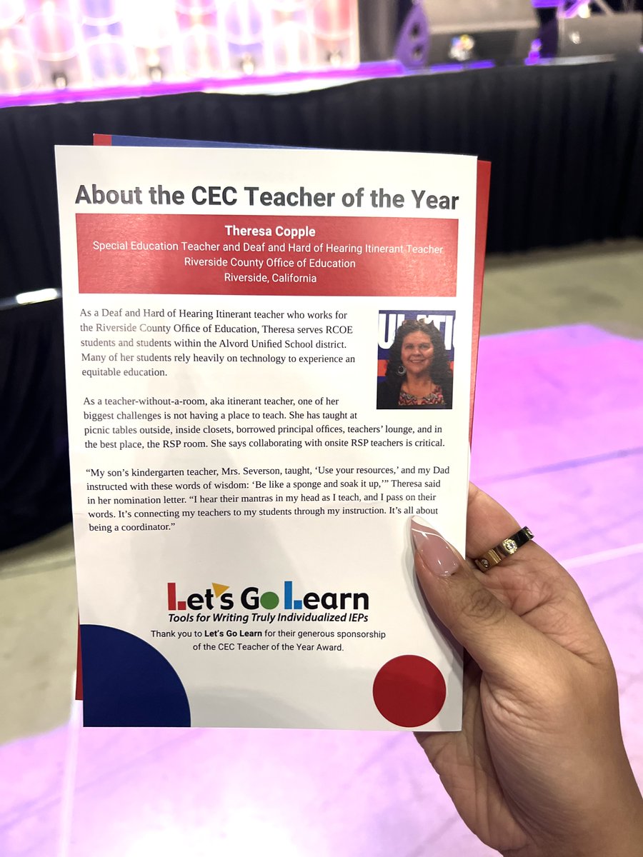 letsgolearn's tweet photo. 🎉 Got to celebrate Theresa Copple as the 2024 CEC Teacher of the Year at #CEC2024 one more time alongside everyone! Honored to have sponsored this award for such an outstanding educator! 
Congrats, Theresa! 🌟 #TeacheroftheYear #LetsGoLearn https://t.co/k0LEOLXJO9