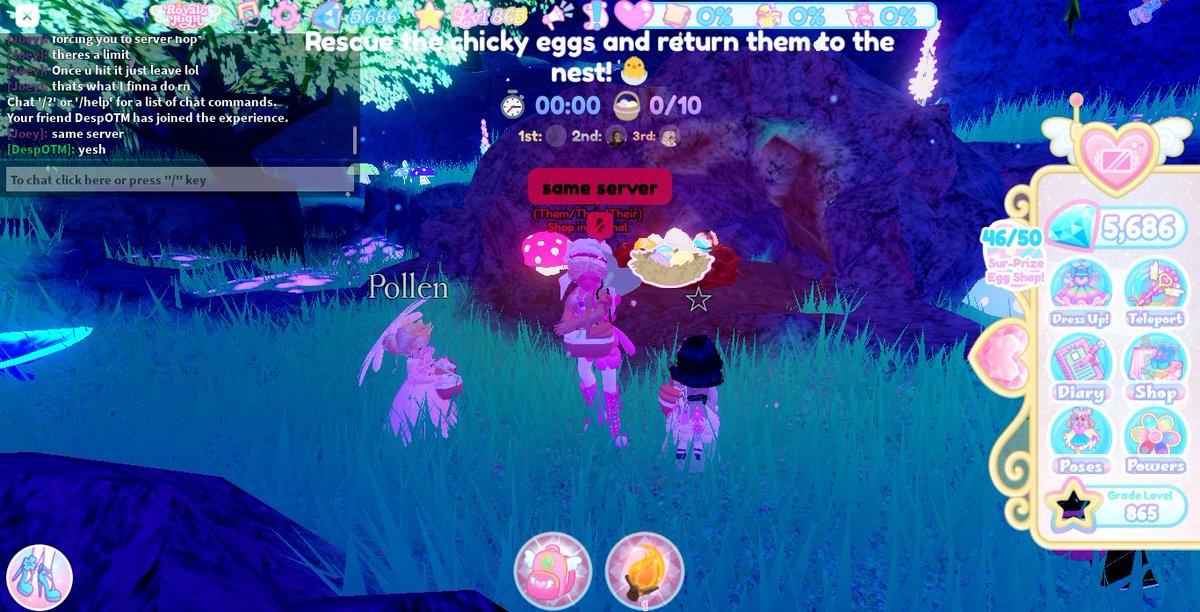 MotherWings_'s tweet photo. Yo @royale_high @royalevalks , theres a bug in the egg event that y'all should look into. The timer will stay stuck at 0 and will not budge, forcing you to server hop.
#royalehighcampus3 #royalehigh #royalehighupdate #bug #royalehighbug #gamebug #roblox #robloxegghunt https://t.co/Tq94SLW3Xq