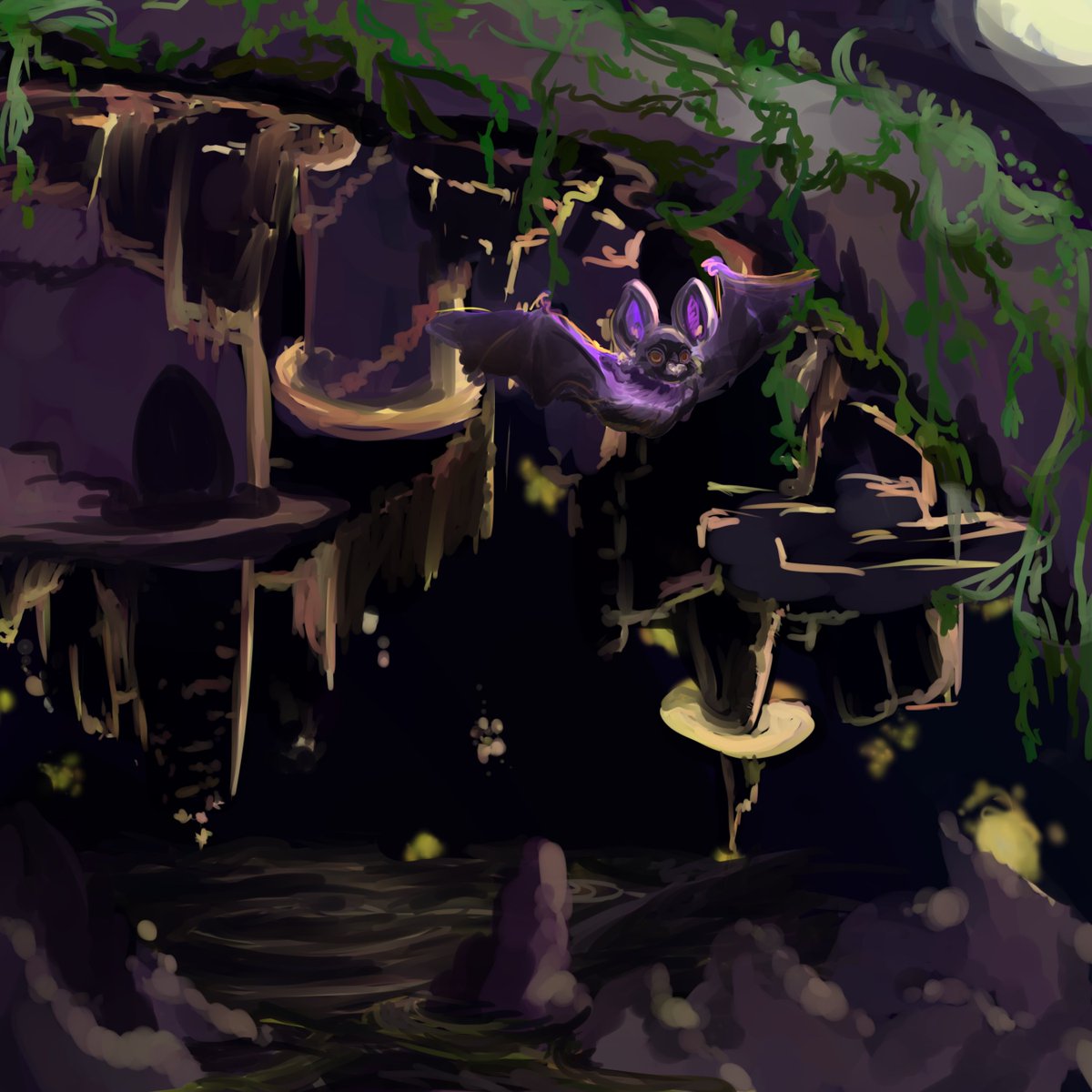 Mirrankei's tweet photo. @doomquasar finally, here is a hanging bat city, inspired by the sci-fi cities tier list. https://t.co/Bi7MYnerkk