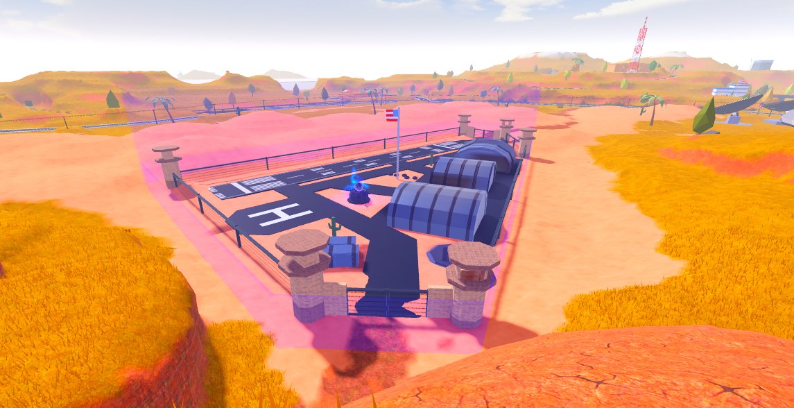JBGeography's tweet photo. #JBGFlashbackFriday 
The Military Base has been relocated thrice in Jailbreak's history.

Initially right by the now-Tomb, the Military Base was relocated closer to the City, in order to make way for that heist. It was relocated again to the northern section of the map in 2022. https://t.co/xA36B8TcNf