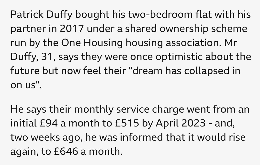 Imagine buying a flat with a £1,128 per year service charge (£94 a month), and finding 7 years later it's gone up to £7,752 per year.