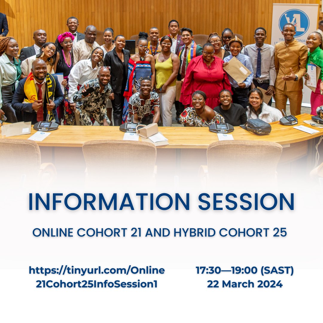 You're invited to the first information session on Friday, March 22nd from 17:30—19:00 (SAST) for #OnlineCohort21 and #HybridCohort25 applications. Join the session here: tinyurl.com/Online21Cohort… Applications open on Monday, March 18th.