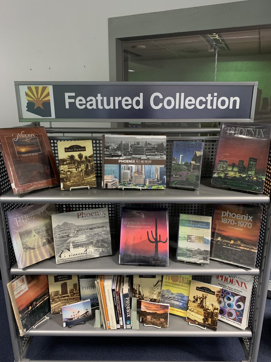 PhxLibrary's tweet photo. Did you know that March is #PhoenixHistoryMonth? ⭐ The #ArizonaRoom is celebrating by capturing moments of the city’s past. Explore history on display through photos, books, magazines, newspapers & unique items. Come & visit; there's so much to see! https://t.co/KRW3gEQWuy https://t.co/m5eQ7DVxsv