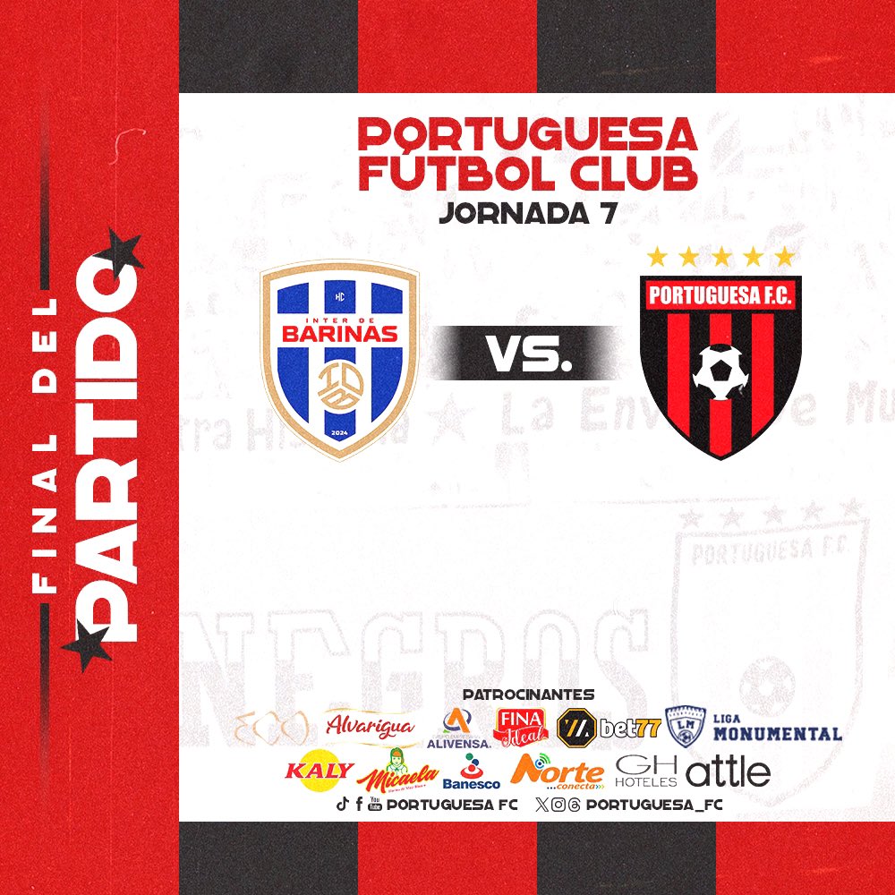 Portuguesa_FC's tweet photo. • Torneo 𝑨𝒑𝒆𝒓𝒕𝒖𝒓𝒂
⏰ 90+6' — JORNADA 7
#InterDeBarinas 1-3 #PortuguesaFC
👊🏼🤩 ¡FINAL DEL PARTIDO! Hemos conseguí la victoria en Barinas.
#SomosMujeresFUTVE • 🙋♀️ https://t.co/6AiYznG83E
