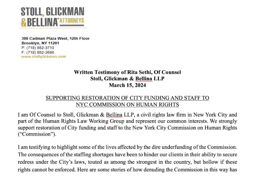 I stand with these advocates who gathered at City Hall to demand funding for the NYC Commission on Human Rights, without whom the most vulnerable New Yorkers are left with no agency that will protect the vast array of rights promised by the local human rights law.