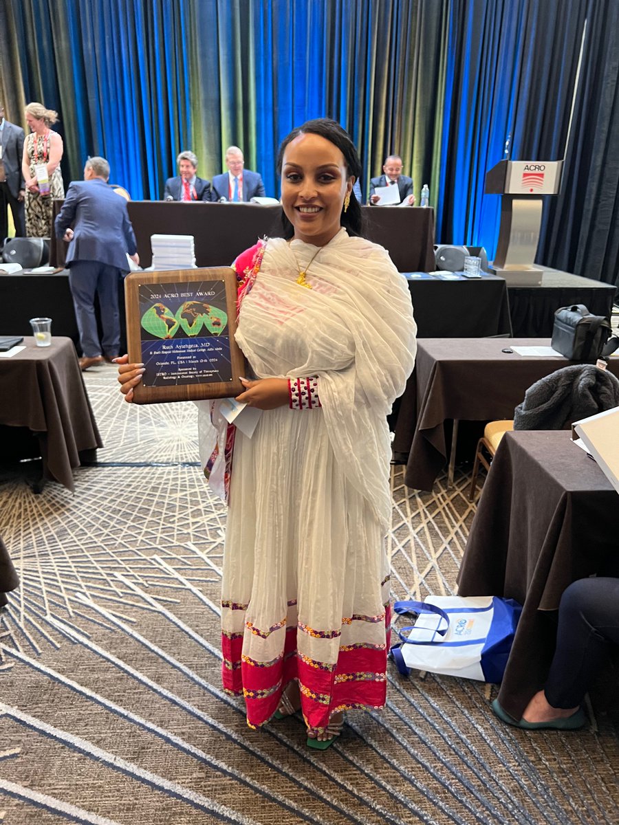 Very proud of new mentee #RadOnc Dr. Ruth Aytehgeza (@PuplaRuth) of Ethiopia on winning an @ACRORadOnc BEST Award for The Radiation Oncology Summit [funded by the International Society for Therapeutic Radiology & Oncology (ISTRO)]! #WomenWhoCurie #RepresentationMatters