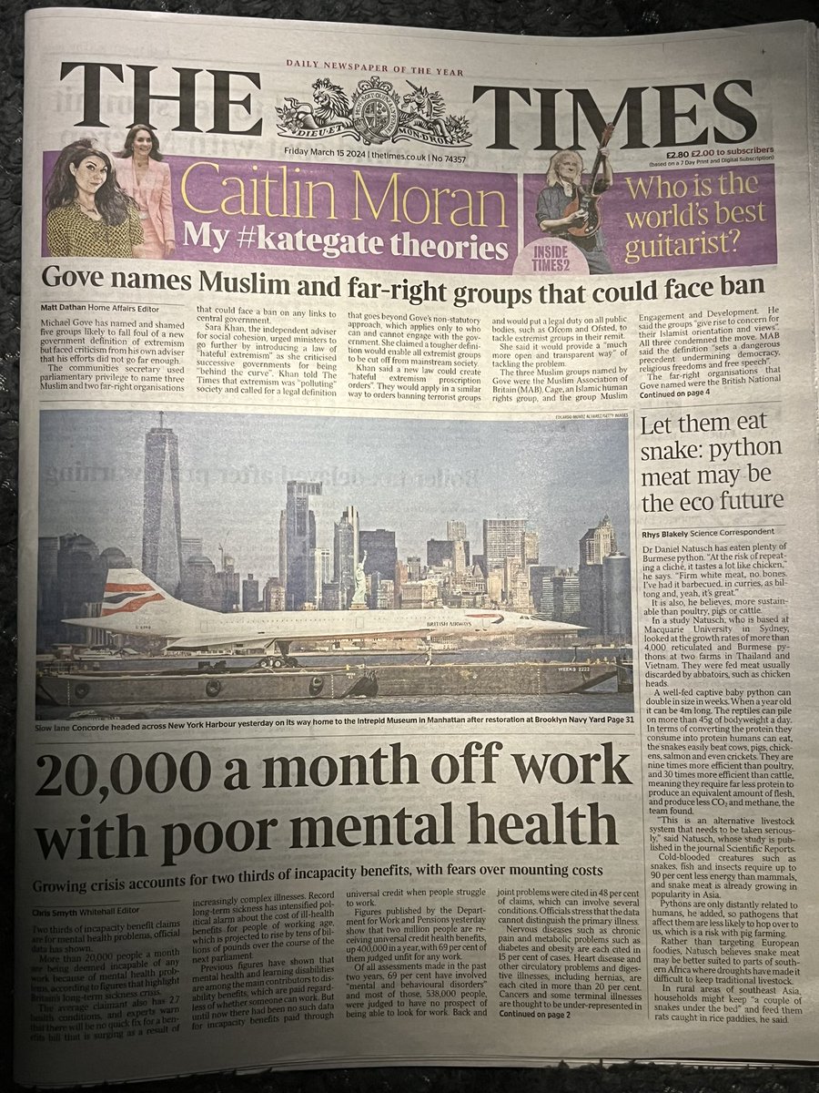 Friday 15th March 2024 and BA’s Concorde Alpha Delta beats SpaceX’s IFT3 (Ship 28, Booster 10) to the front page of The Times, London. Who’d have thought that….