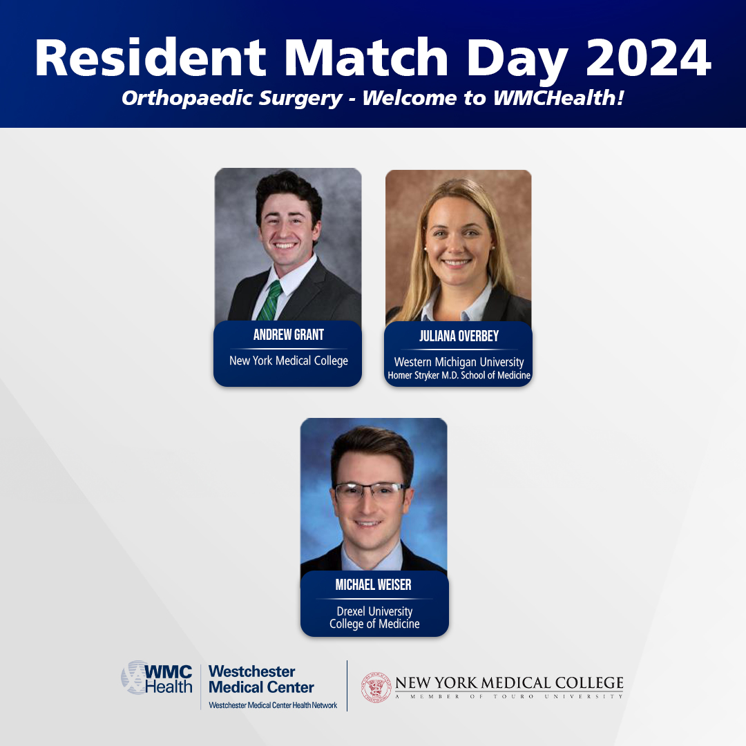 It's Match Day, the day when medical students find out where they will be headed for residency training. Join us in welcoming our newest residents to Westchester Medical Center's Orthopaedic Surgery Residency! #Match2024 @TheNRMP