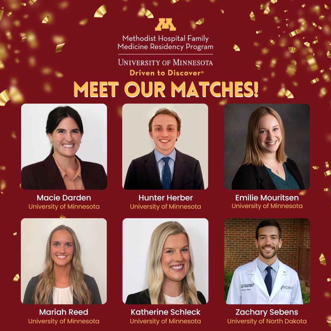 Meet our matches! 

#MatchDay2024 #MatchDay #UMNMatchDay2024 #FMRevolution #FamilyMedicine #Residency #UMN