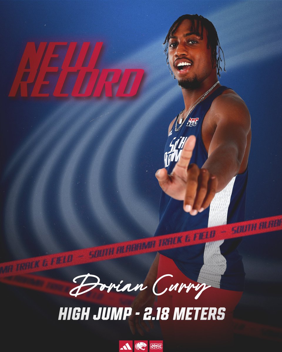 SouthAlabamaTXC's tweet photo. 𝐑𝐞𝐚𝐜𝐡𝐢𝐧𝐠 𝐍𝐞𝐰 𝐇𝐞𝐢𝐠𝐡𝐭𝐬 👏

Dorian Curry broke his own school record in the high jump today with a jump of 2.18 meters (7' 1.75") ‼️

#OurCity https://t.co/x82PK8WtbS