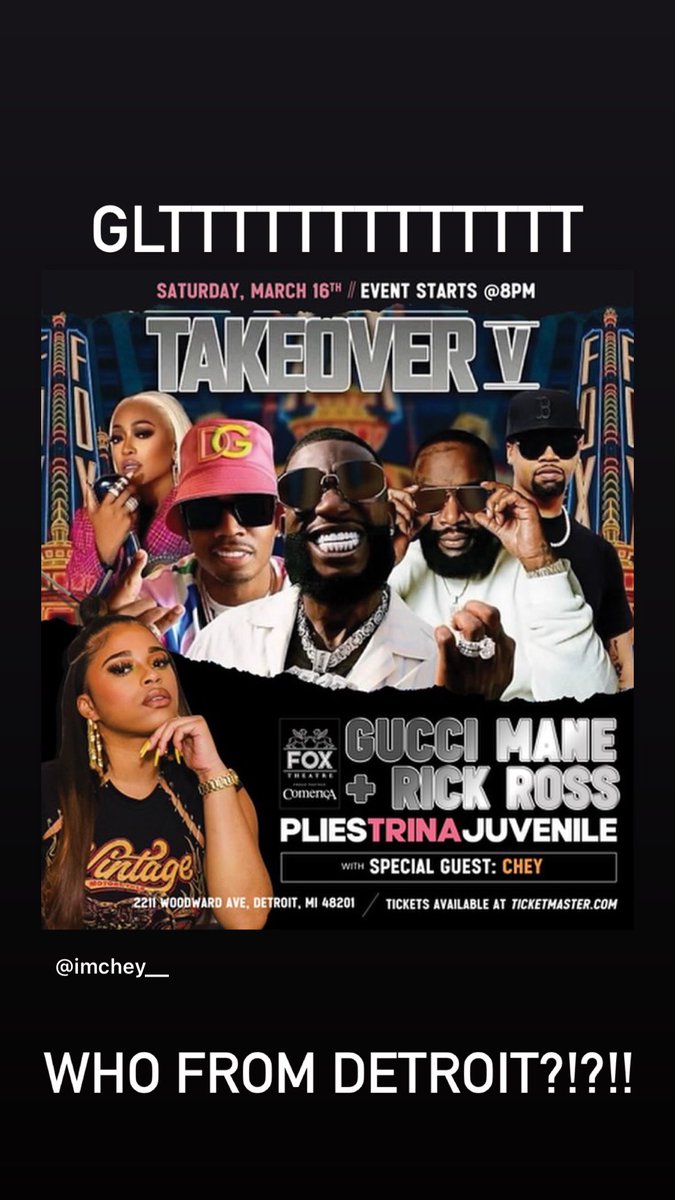 DETROITTTTT‼️‼️ I will be performing in Detroit 3/16 with the BADDEST BITCH herself @TRINArockstarr . 🤯🤯 I feel extremely grateful and blessed. Thank you Trina!! & Thank you so much to everyone involved. Let’s turn Detroit tf up!!!!💎🫶🏽 #chey #CHEYtakeover #hairandnails