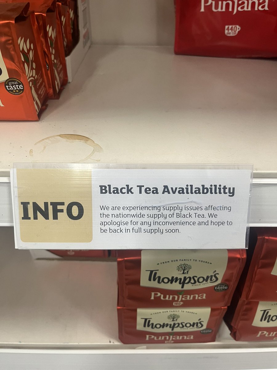9 months still waiting on a part for the Land Rover, 14 months still waiting on a part for the mini and now a supply chain issue affecting black tea…