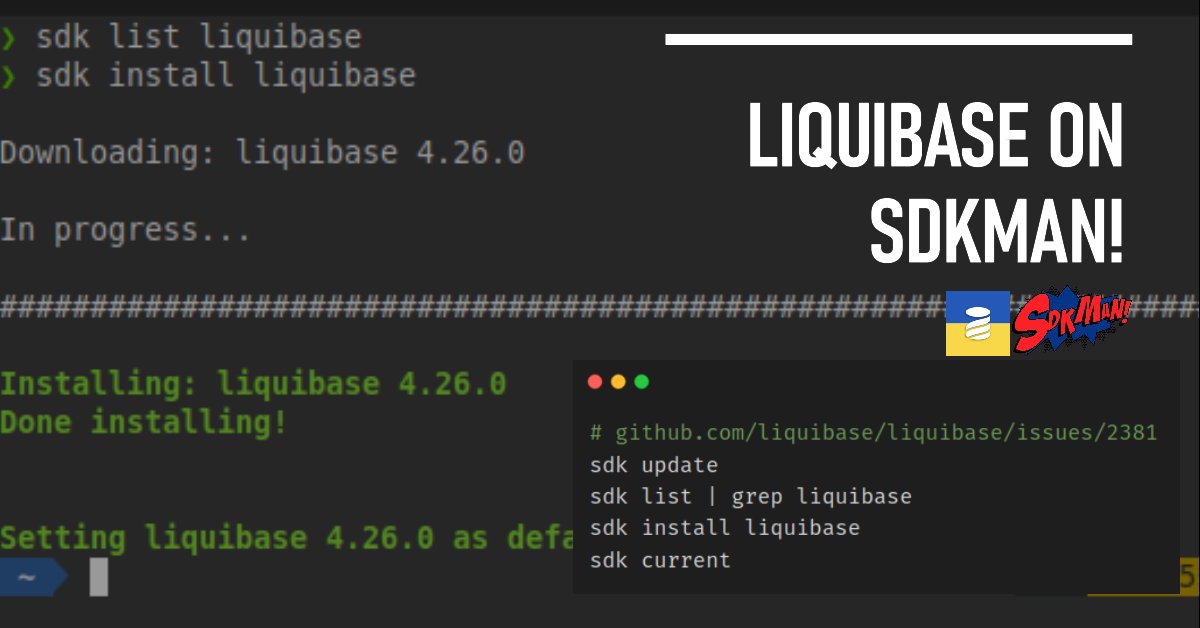 rastadidi's tweet image. 📢 @liquibase has just landed on #sdkman 🙌
👏 Alejandro Alvarez for the good #devops vibes 🤗

#database #automation #databasemigration #devopstools #productivity #liquibase
