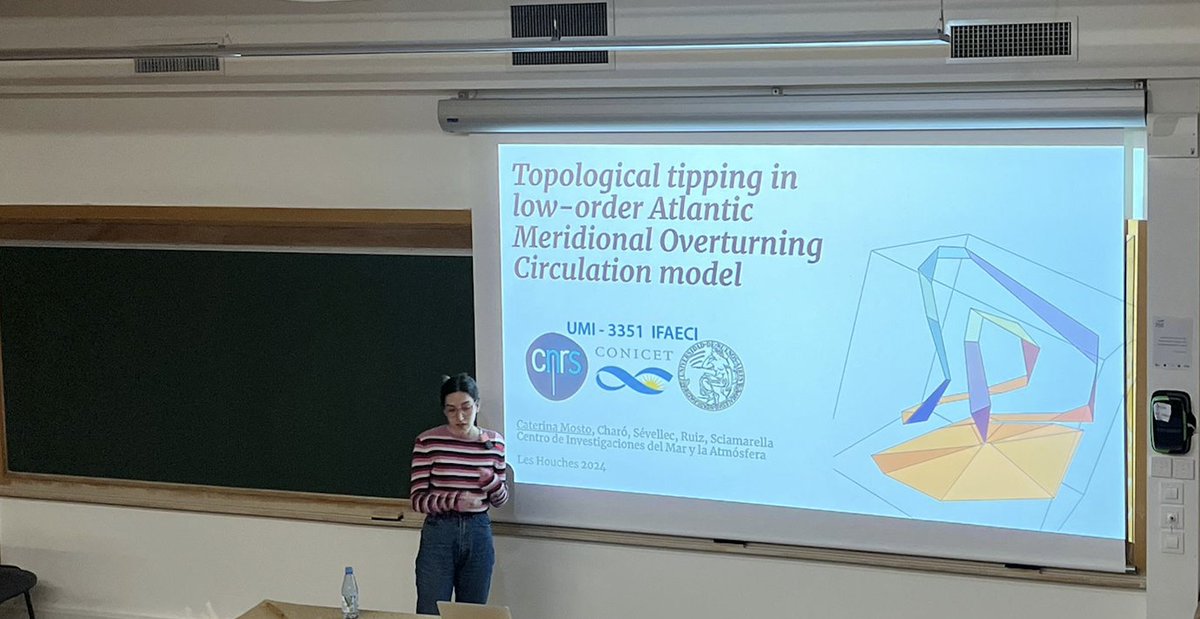 DSciamarella's tweet photo. @caterinamosto presents the first #templex for an #AMOC model in the Physics of Complex Systems and Global Change at #LesHouches France

https://t.co/hM6JOwzhQ0 

@CIMA_Science @DCAO_UBA @Exactas_UBA @IFArgentine @ifaeci @CNRS_INSU @AgenceRecherche https://t.co/ljNyK21qE3